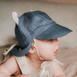 Baby Reversible Teddy Flap Sun Hat | Steele/ Flax