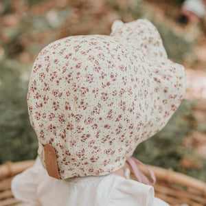 Baby Reversible Ruffle Bonnet | Ruby/ Rosa