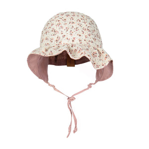 Baby Reversible Ruffle Bonnet | Ruby/ Rosa